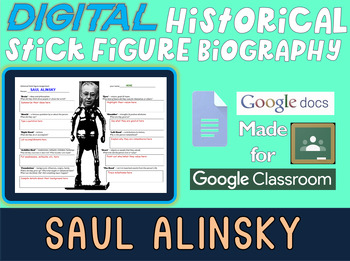 Preview of SAUL ALINSKY Digital Historical Stick Figure Biography (MINI BIOS)