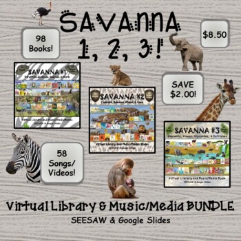 Preview of SAVANNA 1, 2, 3! Virtual Library and Music/Media Room BUNDLE