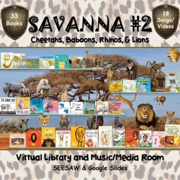 Preview of SAVANNA #2:  Cheetah/Baboon/Rhino/Lion Virtual Library & Music/Media Room