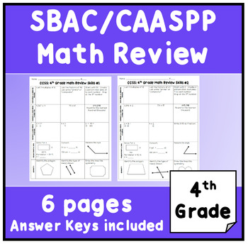 Preview of SBAC/CAASPP 4th Grade Common Core Math Review
