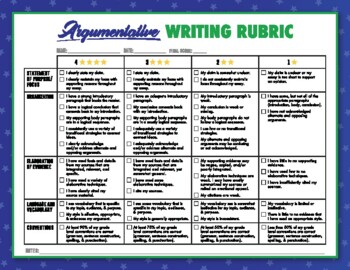 Preview of SBAC Aligned Argumentative Writing E-Rubric (student-friendly language) Gr. 6-11