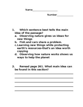 Preview of SBAC Aligned Question Stems McGraw Hill Big Ideas from Nature