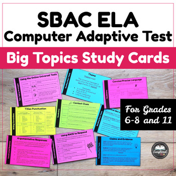 Preview of SBAC ELA Computer Adaptive Test - CAT - Big Topics Study Task Cards - Test Prep