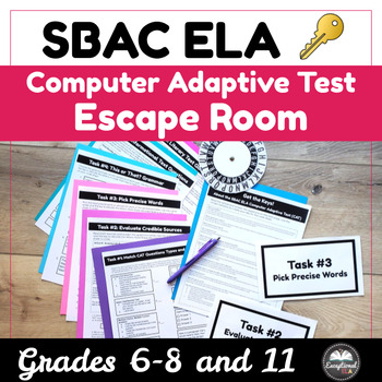 Preview of SBAC ELA Computer Adaptive Test CAT Escape Room - Grades 6-8 and 11 - CCSS
