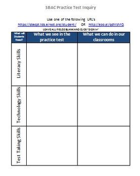 Preview of SBAC Inquiry Organizer