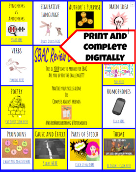 SBAC Review Choice Board by Honey Bunny Classroom | TPT