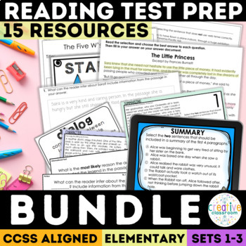 Preview of SBAC Reading Comprehension Test Prep Bundle CAASPP Print & Google Forms 3-5