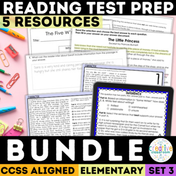 Preview of Reading Comprehension with Multiple Choice Question CAASPP Test Prep Bundle