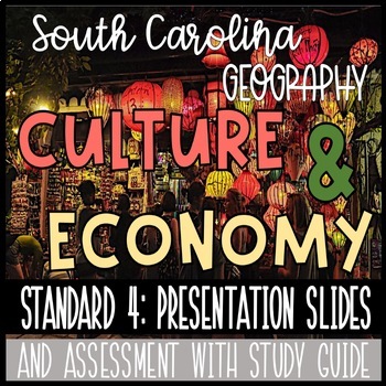 Preview of Culture Unit SC 3rd Grade Geography Standard 4 Slides, Study Guide, Assessment
