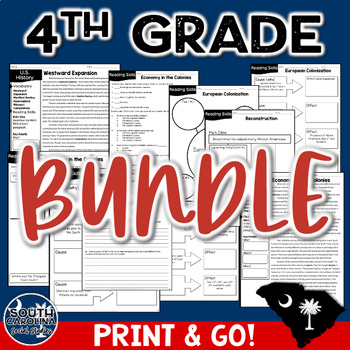 Preview of SC 4th Grade Social Studies Bundle - ALL SS Standards for the Whole Year!