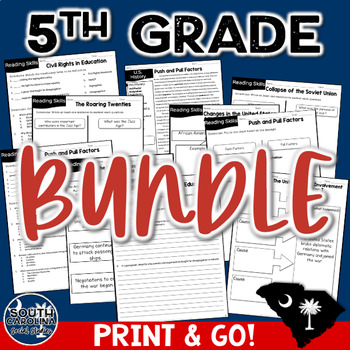 Preview of SC 5th Grade Social Studies Bundle - ALL SS Standards for the Whole Year!