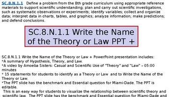 Preview of SC.8.N.1.1 Write the Name of the Theory or Law PPT +