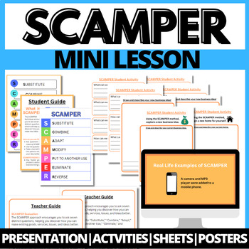 Preview of SCAMPER Brainstorming Creative Thinking Presentation & Activities: PDF & DIGITAL