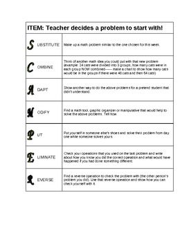 Preview of SCAMPER generic activity for use with any math student