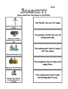 SCARCITY Cause & Effect Activity by Teaching Math With Mrs R | TpT