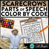 SCARECROWS color by code FALL coloring page PARTS OF SPEEC