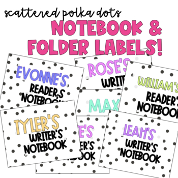 Preview of SCATTERED POLKA DOTS! BIG Folder & Notebook Labels!