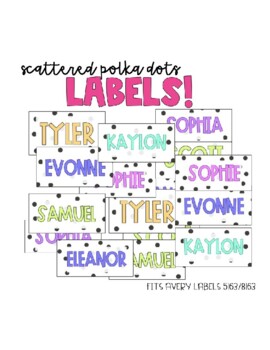 Preview of SCATTERED POLKA DOTS! Labels!