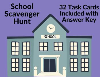 Preview of SCAVENGER HUNT-FIRST DAY OF SCHOOL TASK CARDS