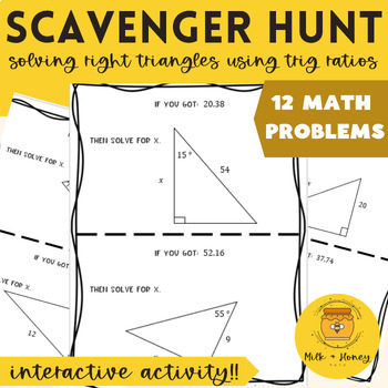 Preview of SCAVENGER HUNT | Using Trig Ratios to Solve Right Triangles | Trigonometry | Geo