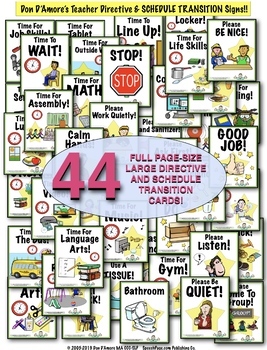 Preview of SCHEDULE TRANSITION & TEACHER DIRECTIVE SIGNS! 44 PAGE-SIZE & 44 SMALL SIGNS!