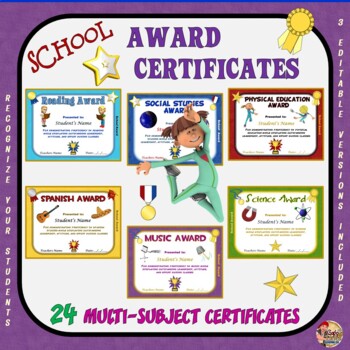 Preview of SCHOOL AWARDS- 24  Multi-Subject Certificates
