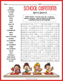 SCHOOL CAFETERIA Word Search Puzzle Worksheet Activity