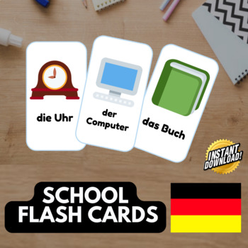 Preview of SCHOOL GERMAN Edition (18 emoji pictures) • Montessori Cards • Flash Cards PDF
