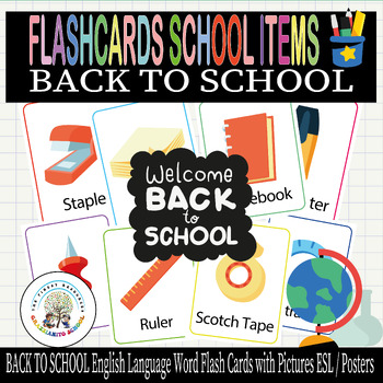 Preview of SCHOOL ITEMS FLASHCARDS - Back to School Supplies - Autism Education
