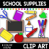 SCHOOL SUPPLIES Clip Art in color and black and white