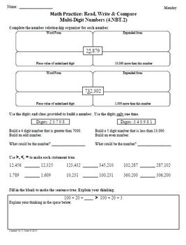 Preview of SCHOOL YEAR Worksheets for 4th Grade Math Common Core aligned
