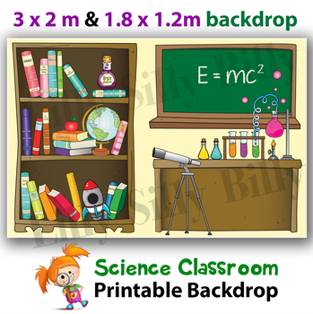 Preview of SCIENCE BACKDROP - 3 x 2m & 1.8 x 1.2m Classroom Decoration PRINTABLE Backdrop