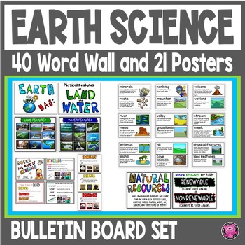 Preview of 2nd -4th Grade Earth Science Vocabulary Word Wall Cards & NGSS Science Posters