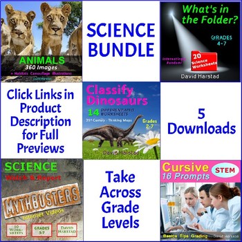 Preview of SCIENCE BUNDLE: Animals, Worksheets, Graphic Organizers, STEM Handwriting (K-7)