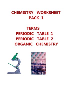 Preview of SCIENCE  CHEMISTRY  WORKSHEET  PACK 1 - PERIODIC  TABLE  ELEMENTS