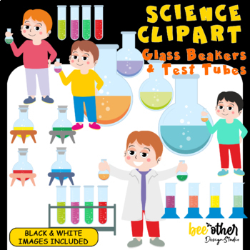SCIENCE CLIPART_ Glass Beakers and Test Tubes by BeeOther Design Studio