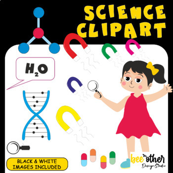 Preview of SCIENCE CLIPART_Magnets, Microscopes, Magnifying glass, formula, molecule, atom