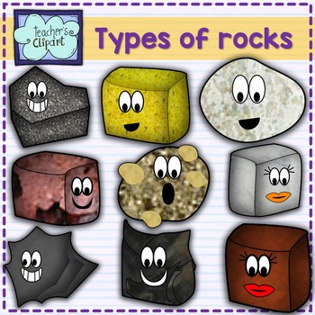 Preview of SCIENCE Clipart: Cute 3 types of rocks characters