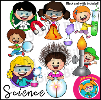 Preview of SCIENCE. Clipart in Color & Black/white. {Lilly Silly Billy}
