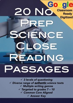 Preview of SCIENCE Reading Comprehension Passages and Questions | Distance Learning