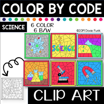 SCIENCE Color by Number or Code Clip Art by Dovie Funk | TpT