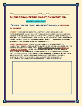 Preview of SCIENCE/ENGINEERING/ROBOTICS: CONTEST: DESIGN  A GIL SYSTEM, APPARATUS