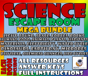 Preview of SCIENCE ESCAPE ROOM - Mega Bundle - all key topic areas covered, resources, keys