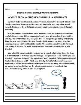 Preview of SCIENCE FICTION CREATIVE WRITING PROMPT: THE CHICKENOSAURUS & THE VISIT!