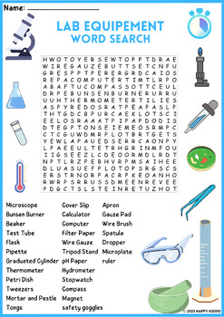 SCIENCE LAB EQUIPEMENT Word Search Puzzle Activity | Vocabulary Worksheet