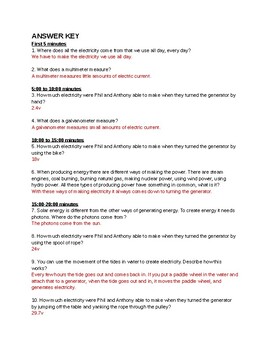 science max generating electricity video worksheet with time chunks and key