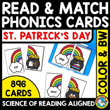 Preview of MARCH PHONICS CENTER ST PATTYS PATRICKS DAY CVC + READING WORD WORK ACTIVITY