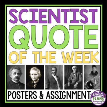 Preview of Science Quote of the Week Bell Ringers - 40 Scientist Quotes & Assignment