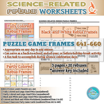 Preview of SCIENCE-RELATED Rebus Puzzle Game Frames 641–660 Worksheets