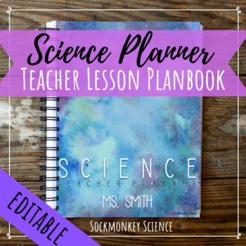 Preview of SCIENCE Teacher Planner Editable Binder Template: WATERCOLOR GALAXY THEME
